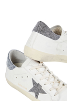 Super-Star Sneakers with Silver Glitter Embellishments